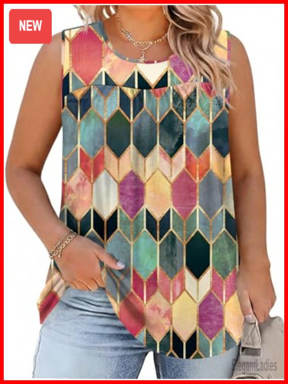 Womens Plus Size Tank Top Summer Sleeveless Loose Fit Tunic Tee